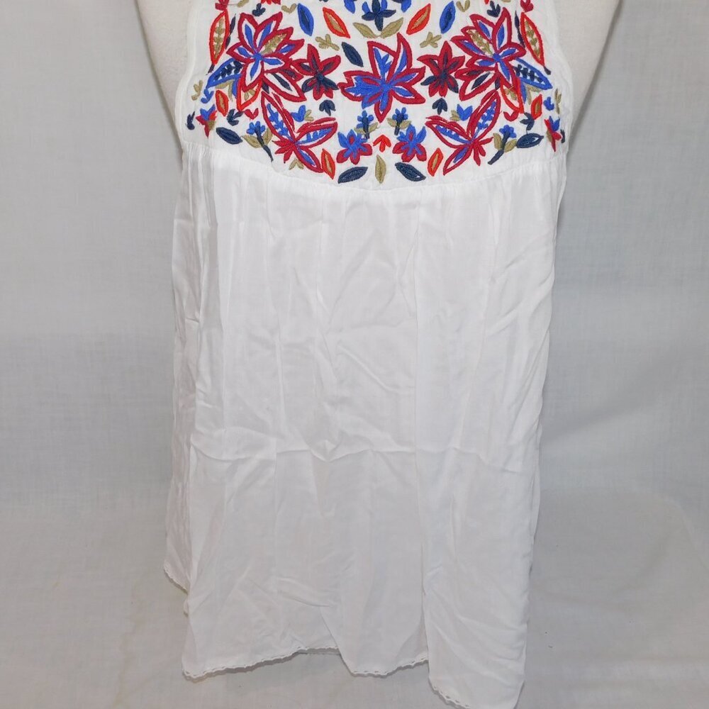 Aritzia Wilfred White Floral Embroidered Sleeveless Tank Top Womens S Flowy - Picture 3 of 9